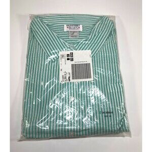 Mainstreet Blues Shirt Womens 5X Green White Button Up Striped VTG Sealed NWT